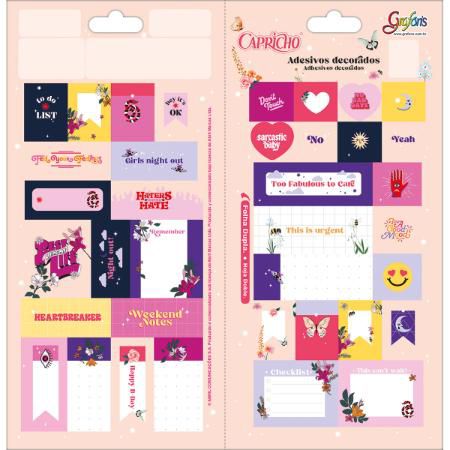 Cartela Dupla de Adesivos Decorados Capricho - Tilibra