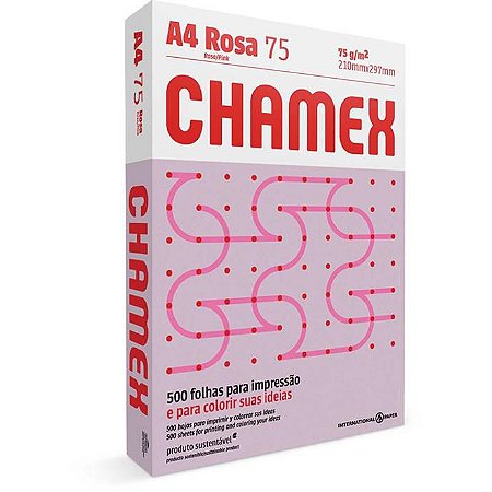 Papel Sulfite A4 Colorido Rosa Chamex 75g 210mmx297mm PCT/500 Folhas - Chamex Rosa
