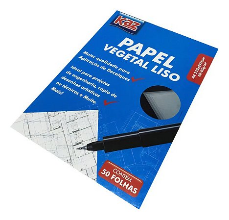 Papel Vegetal Liso 50 Folhas KZ005 - KAZ