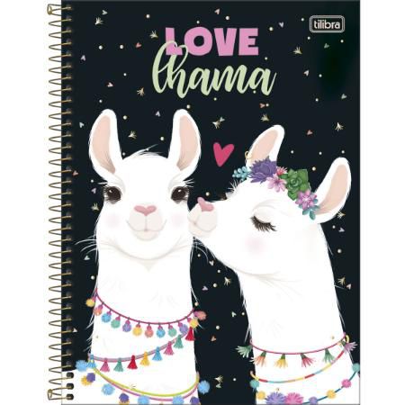 Caderno Espiral Capa Dura Universitário 10 Matérias 160 Folhas - Lhama Hello! Tilibra