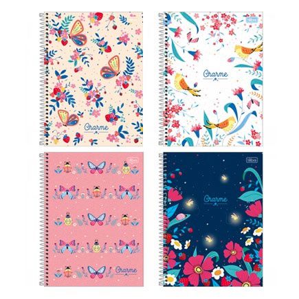 Caderno Espiral Capa Dura Universitário 1 Matéria 80 Folhas - Charme Tilibra