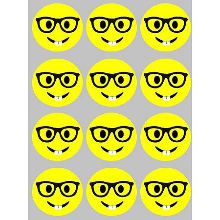 Imã Emoji Smile Óculos - 12 Unidades