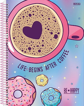 Caderno Espiral Capa Dura Universitário 1 Matéria 80 Folhas - Be Happy São Domingos