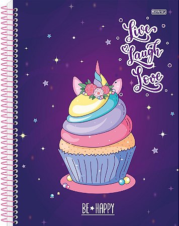 Caderno Espiral Capa Dura Universitário 10 Matérias 160 Folhas - Be Happy São Domingos