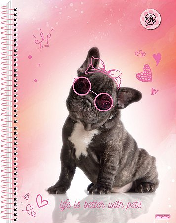Caderno Espiral Capa Dura Universitário 1 Matéria 80 Folhas - My Pets São Domingos