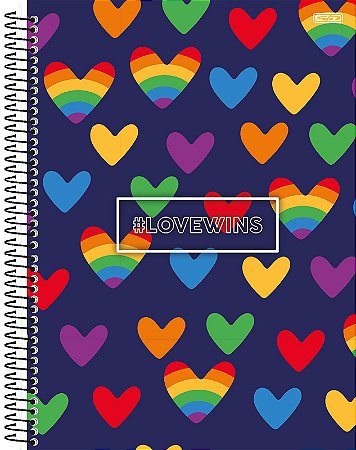 Caderno Espiral Capa Dura Universitário 1 Matéria 80 Folhas - Love Wins São Domingos