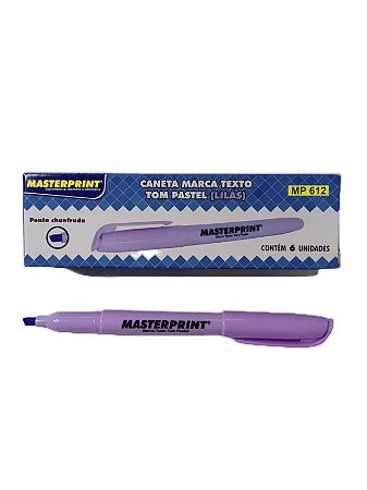 Caneta Marca Texto Tom Pastel Lilás (Caixa com 6 Unidades) - MP 612 Pastel Masterprint