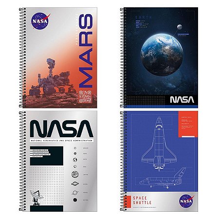 Caderno Espiral Capa Dura Universitário 10 Matérias 160 Folhas - Nasa Tilibra