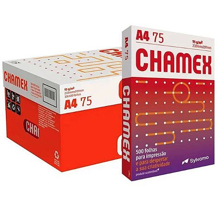 Papel Sulfite A4 75g - Caixa com 10 Pacotes 5000 Folhas - Chamex
