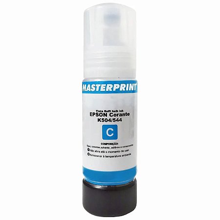 Tinta Ciano Corante Compatível 504 544 para Epson L3110 L3150 L4150 L4160 L6160 L6170 L6190 ET2700 ET3700 70ml
