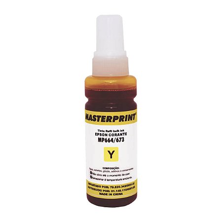 Tinta Yellow Corante Compatível 664 673 para Epson L355 L365 L375 L380 L396 L495 L550 L575 100ml