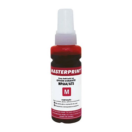 Tinta Magenta Corante Compatível 664 673 para Epson L355 L365 L375 L380 L396 L495 L550 L575 100ml