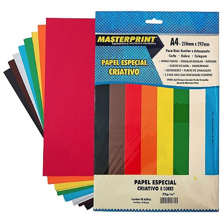PAPEL CRIATIVO 8 CORES 75G A4 - 45 FLS