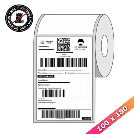 Etiqueta Térmica 100 x 150 mm para E-Commerce - Rolo com 1.000 etiquetas