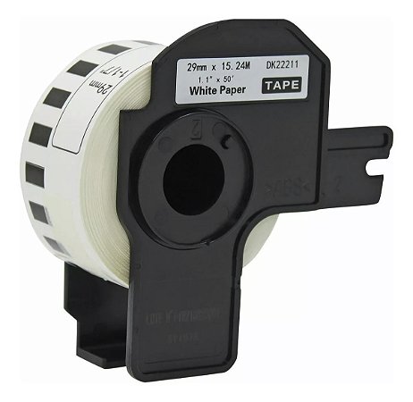 ROLO DE ETIQUETA TERMICA COMPATIVEL BROTHER DK22211 29MMX15,24MTS CONTINUA PRETO/BRANCO
