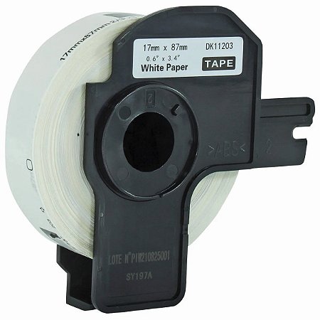 ROLO DE ETIQUETA TERMICA COMPATIVEL BROTHER DK11203 - 17MMX87MM 300 ETIQUETAS PRETO/BRANCO