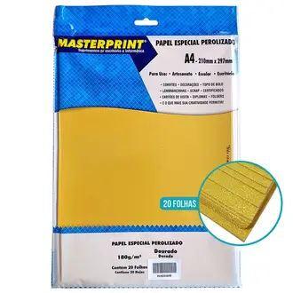 PAPEL DOURADO PEROLIZADO/ARTESANATO 180G A4 - 20 FLS