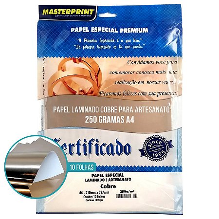 PAPEL COBRE LAMINADO/ARTESANATO 250G A4 - 10 FLS