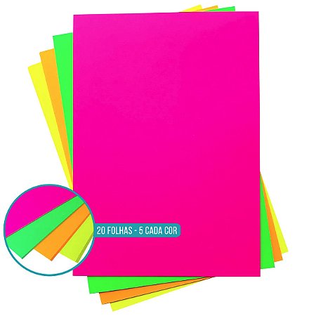 PAPEL MIX 4 CORES NEON 180G A4 20 FLS