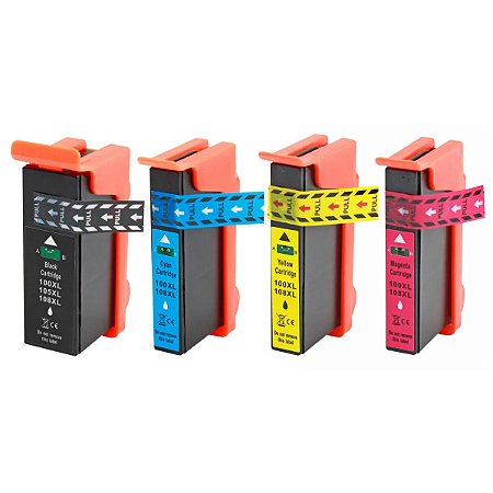 Kit Colorido de Cartucho de Tinta Compatível 100/105/108xl para Lexmark S305 PRO-905 S505 PRO-805 S605