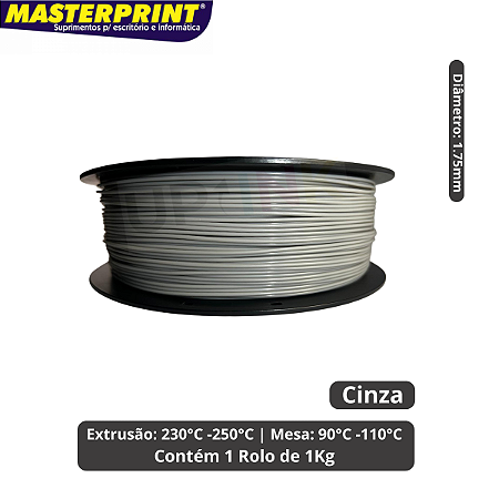 Filamento 3D - ABS Premium Cinza Rolo 1KG (1.75mm)