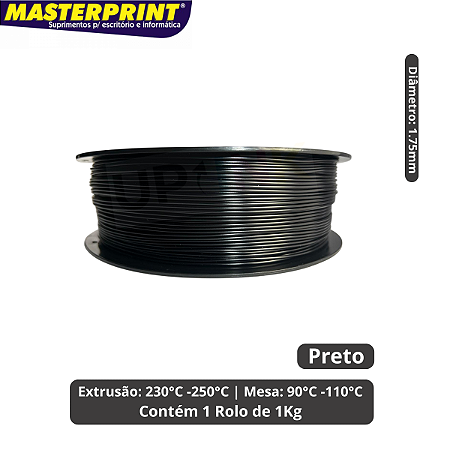 Filamento 3D - ABS Premium Preto Rolo 1KG (1.75mm)