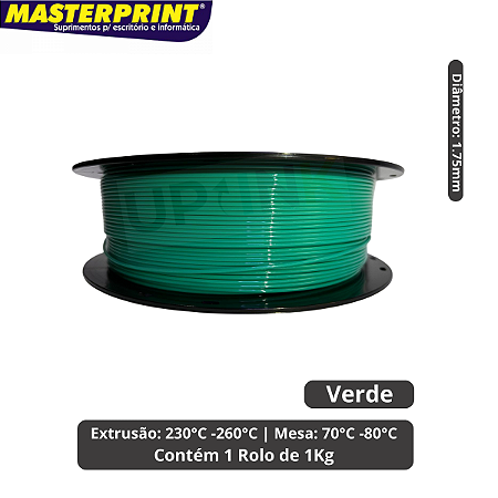 Filamento 3D - PETG Verde - Rolo 1KG (1.75mm)