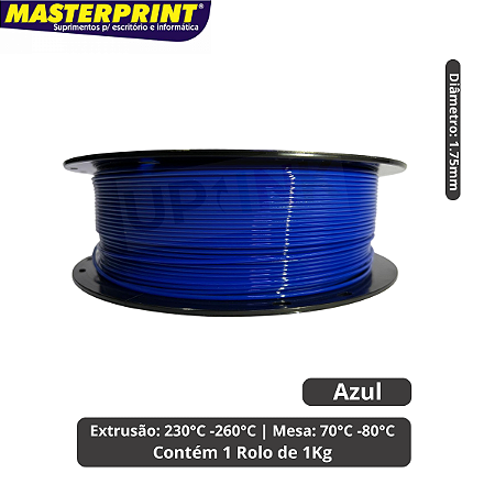 Filamento 3D - PETG Azul - Rolo 1KG (1.75mm)