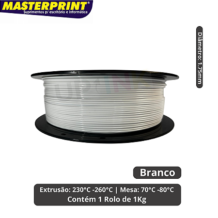 Filamento 3D - PETG Branco - Rolo 1KG (1.75mm)