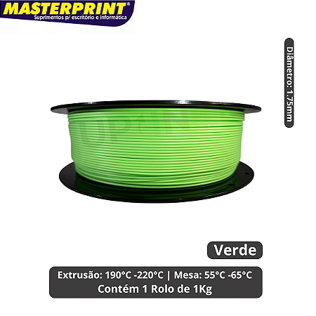 Filamento 3D - PLA Verde - Rolo 1KG (1.75mm)