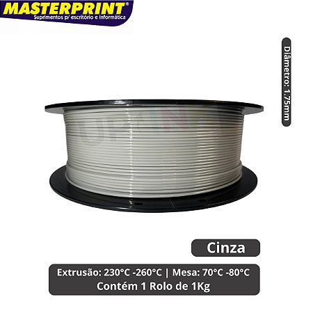 Filamento 3D - PETG Cinza - Rolo 1KG (1.75mm)