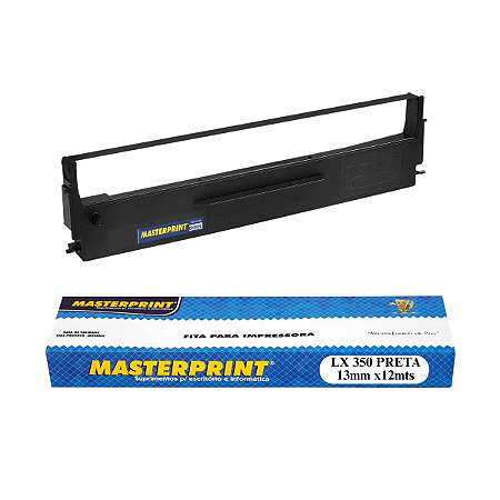 Fita Matricial Preta Compativel com Epson LX350 LX-300+ LX-300+2 13mm x 12m Nylon