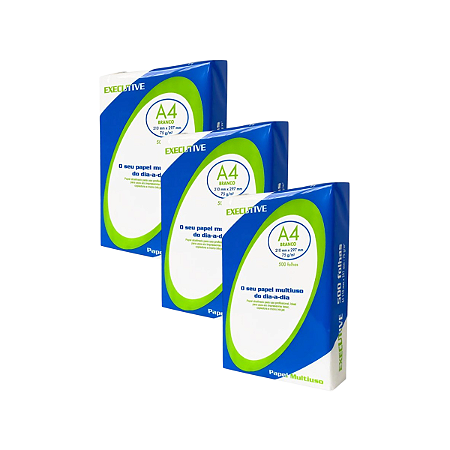 Papel Sulfite A4 Executive Paper 75g 210mmx297mm - 3 Pacotes 500 Folhas ( Total 1.500 Folhas )