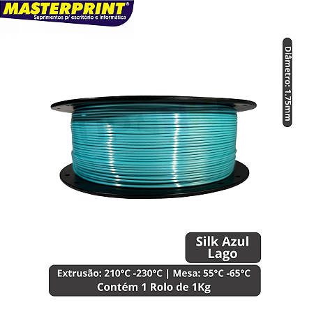 Filamento 3D - PLA Silk Azul Lago - Rolo 1KG (1.75mm)