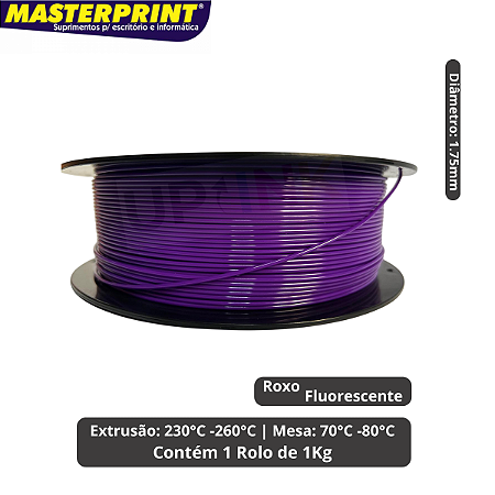 Filamento 3D - PETG Roxo Fluorescente - Rolo 1KG (1.75mm)