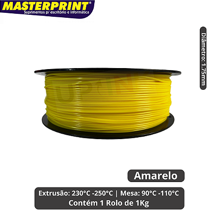 Filamento 3D - ABS Premium Amarelo Rolo 1KG (1.75mm)
