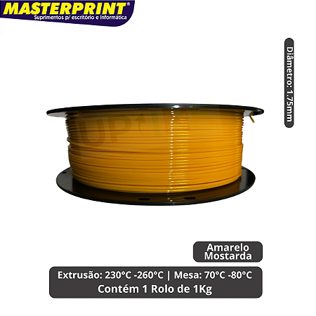 Filamento 3D - PETG Amarelo Mostarda - Rolo 1KG (1.75mm)