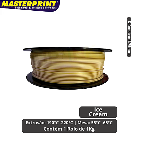 Filamento 3D - PLA Ice Cream - Rolo 1KG (1.75mm)