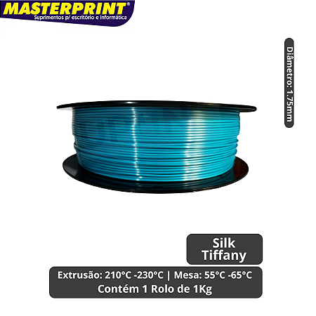 Filamento 3D - PLA SILK Azul Tiffany - Rolo 1KG (1.75mm)