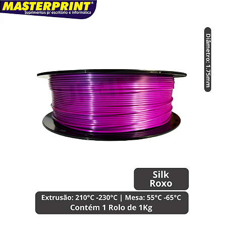 Filamento 3D - PLA SILK Roxo - Rolo 1KG (1.75mm)
