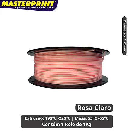 Filamento 3D - PLA Rosa Claro - Rolo 1KG (1.75mm)