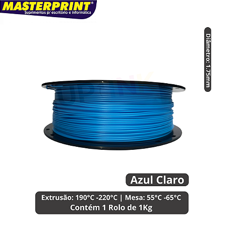 Filamento 3D - PLA Azul Claro - Rolo 1KG (1.75mm)