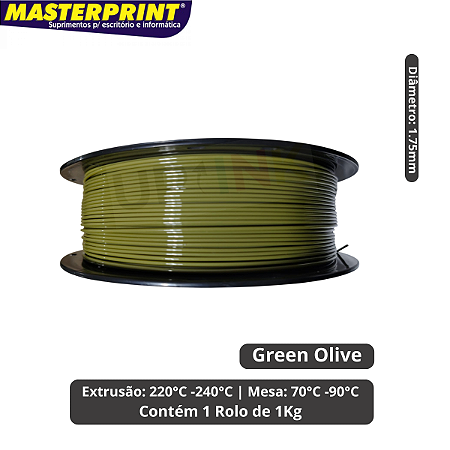 Filamento 3D - PETG Green Olive - Rolo 1KG (1.75mm)