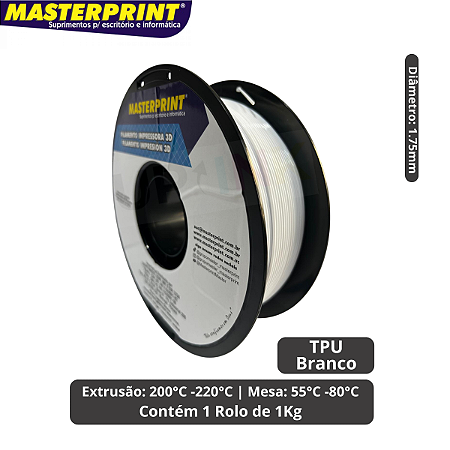 Filamento 3D - TPU Branco - Rolo 1KG (1.75mm)