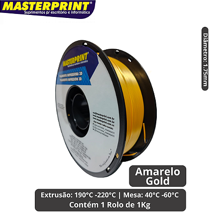 Filamento 3D - PLA Amarelo Gold - Rolo 1KG (1.75mm)