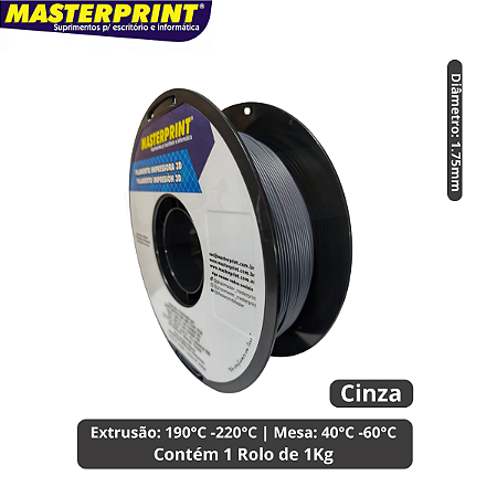 Filamento 3D - PLA Fosco Cinza 1KG (1.75mm)