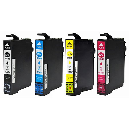 Kit 4 Cores Cartucho de Tinta Compatível para Epson E297 E296 para XP-231 XP-431 XP-241 XP-441 XP231 XP431