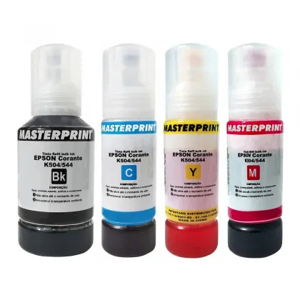 Kit Colorido de Tinta Corante Compatível 504 544 para Epson L3110 L3150 L4150 L4160 L6160 L6170 L6190 ET2700 ET3700