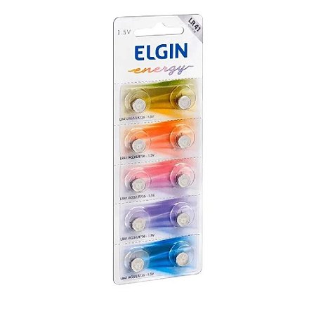Pilha Bateria Botão LR41 AG3 LR736 1.5v / Cartela com 10 unidades - Elgin