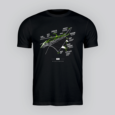 Camiseta Asa de avião PRETA - Aviões e Músicas